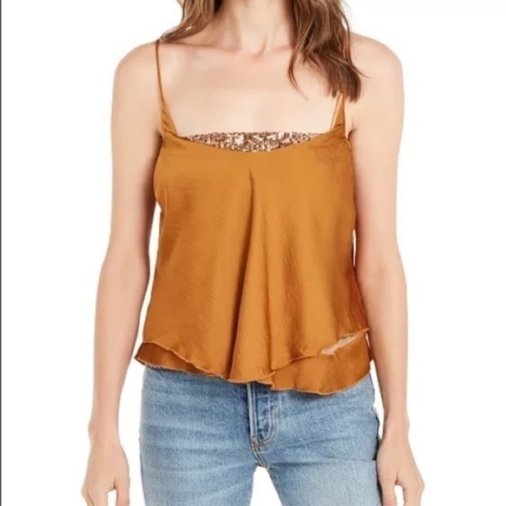 Free People Turn It On Sequin Tank NWT Size L